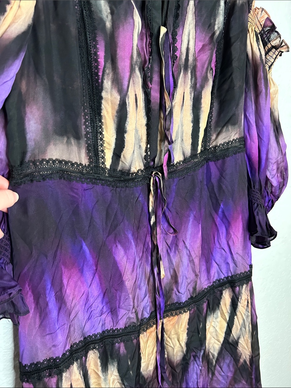 Marchesa Rosa Abstract Viscose Silk Blend Maxi Dress Sz 10 Victorian Renaissance - Picture 6 of 8